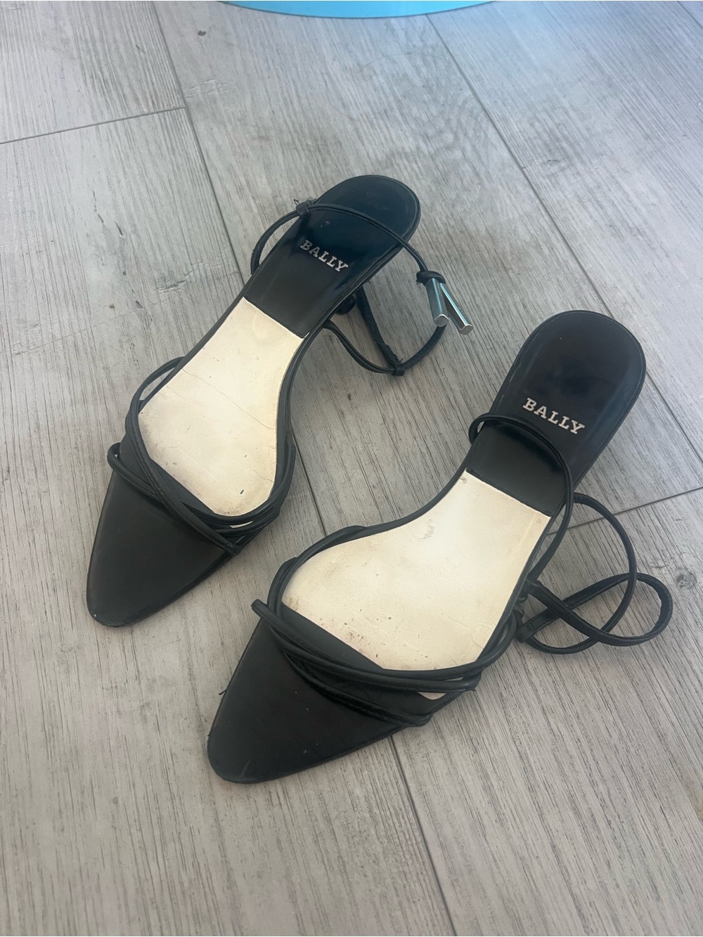 Bally Black Strappy Leather Kitten Heel Sandals EU37.5